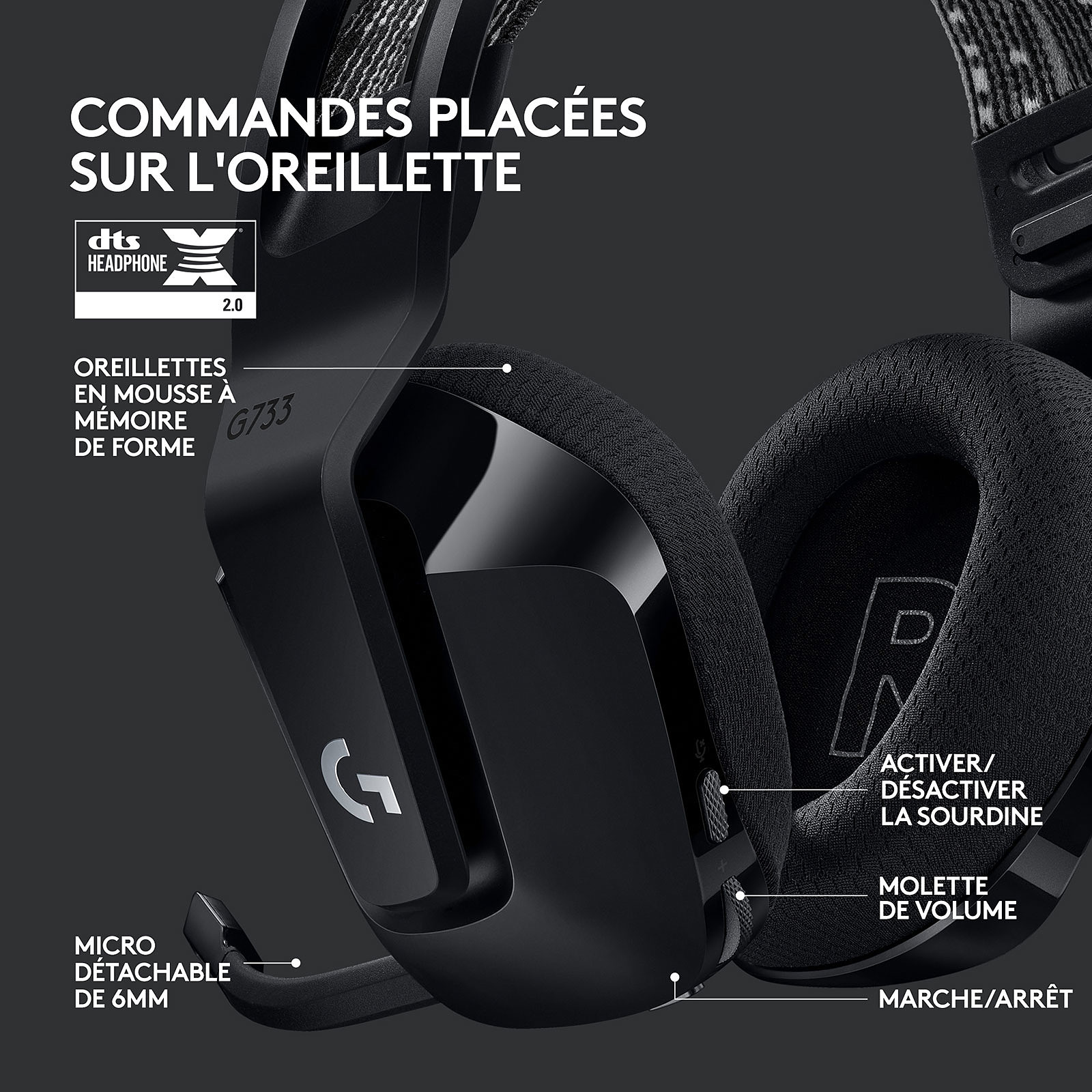Logitech G G733 Lightspeed (Noir) – Image 5