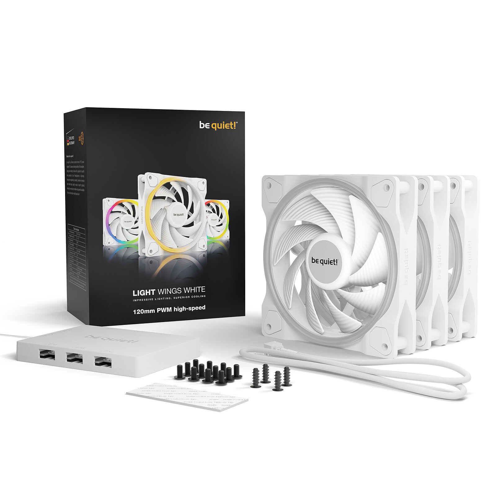 be quiet! Light Wings 120 mm PWM High Speed ARGB Triple Pack (blanc) – Image 5