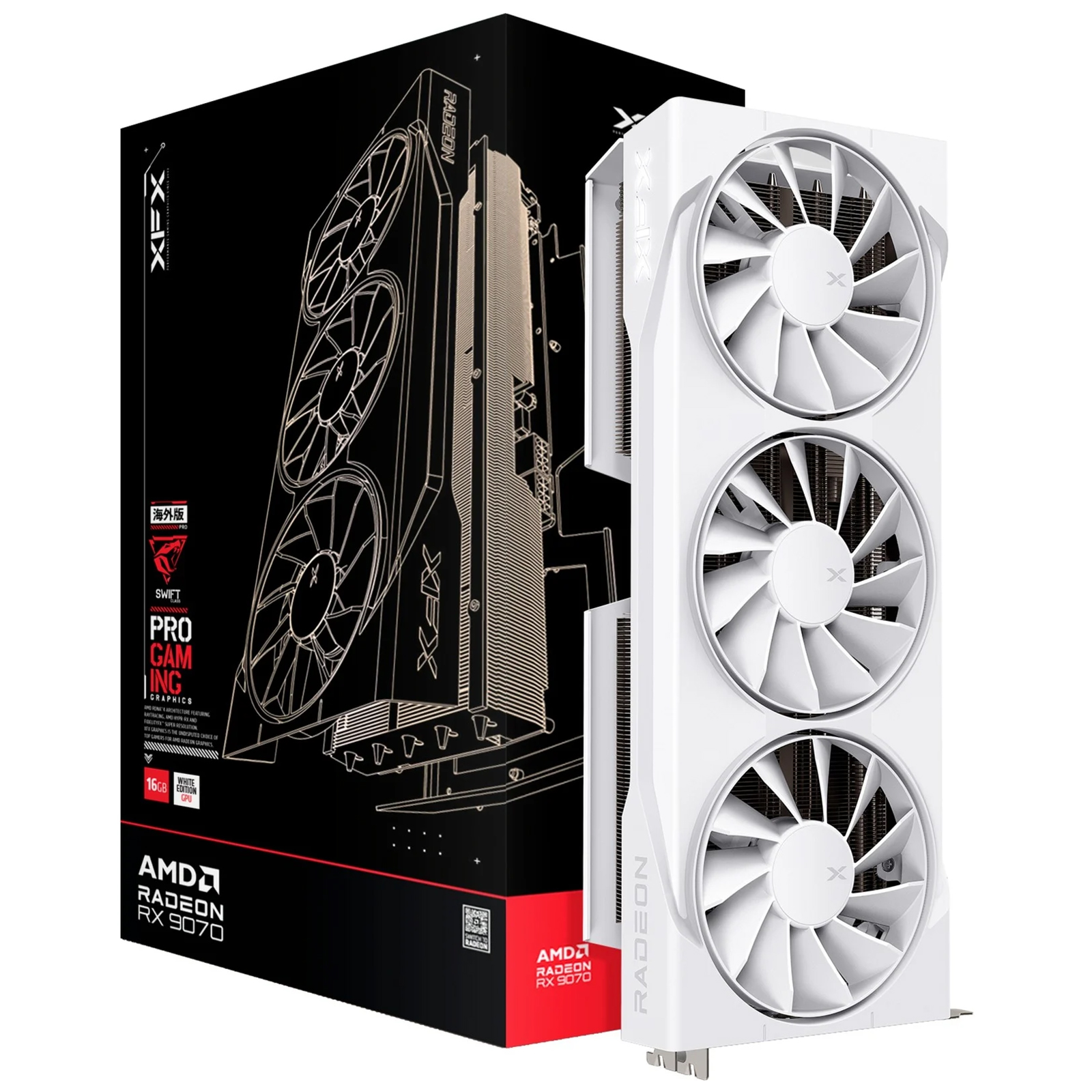 XFX Swift AMD Radeon RX 9070 OC Blanc Triple Fan Gaming Edition
